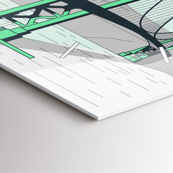 Szögletes fali üvegóra Zöld híd