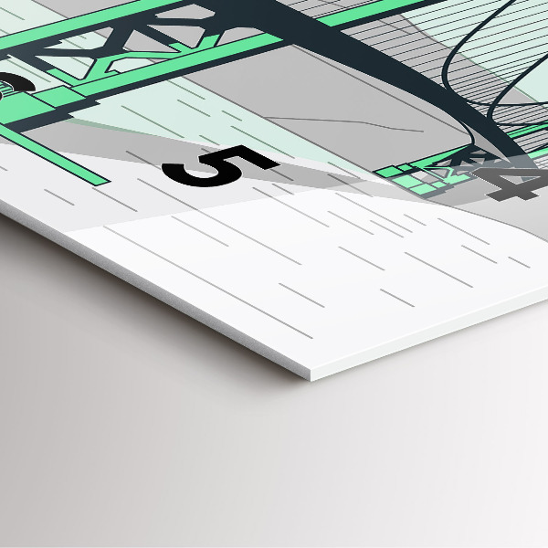 Szögletes fali üvegóra Zöld híd