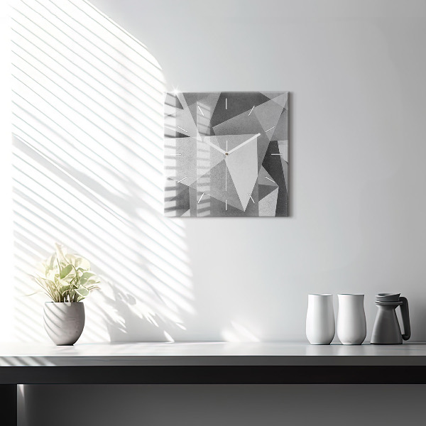 Szögletes fali üvegóra Szürke geometriai absztrakció