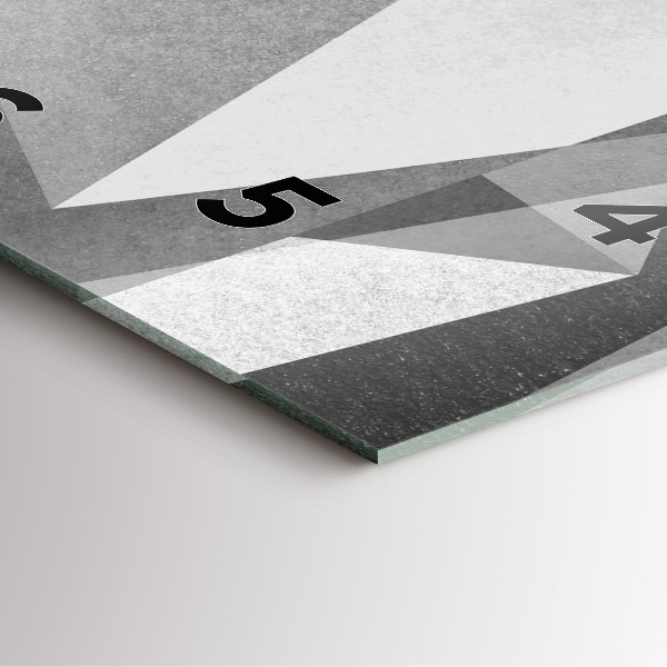 Szögletes fali üvegóra Szürke geometriai absztrakció