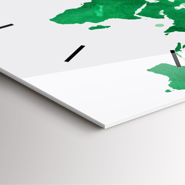 Szögletes fali üvegóra Zöld világtérkép