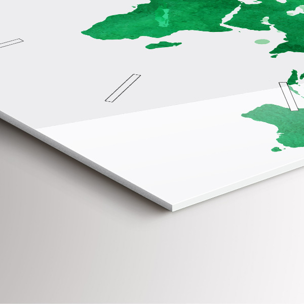 Szögletes fali üvegóra Zöld világtérkép