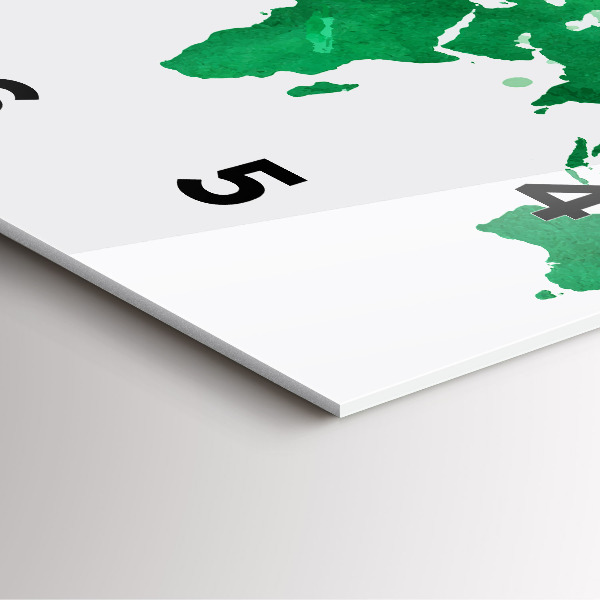 Szögletes fali üvegóra Zöld világtérkép