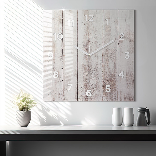 Szögletes fali üvegóra Világos fa deszkák