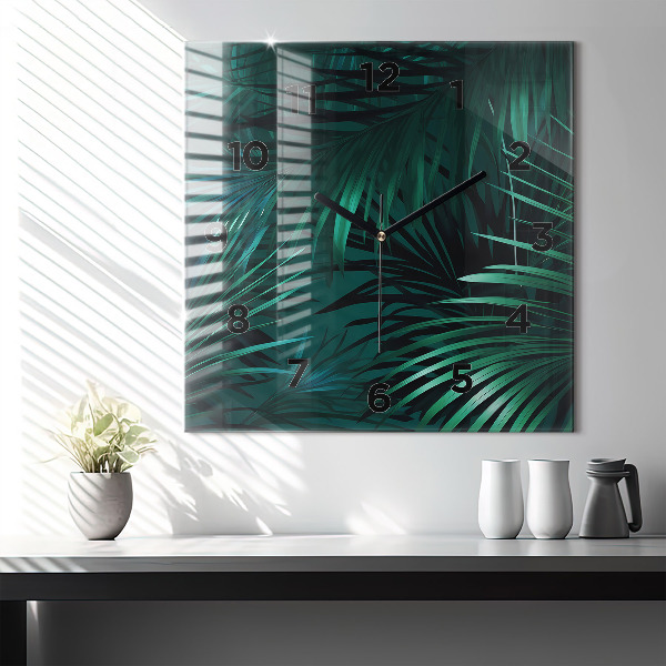 Szögletes fali üvegóra Trópusi levelek