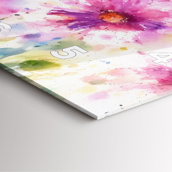 Szögletes fali üvegóra Festett virágok