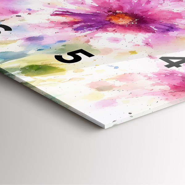 Szögletes fali üvegóra Festett virágok