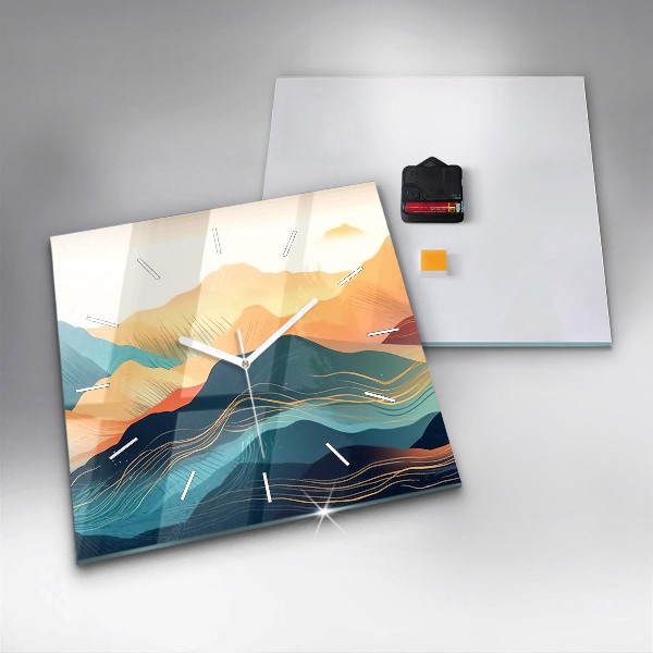 Szögletes fali üvegóra Hegyi táj