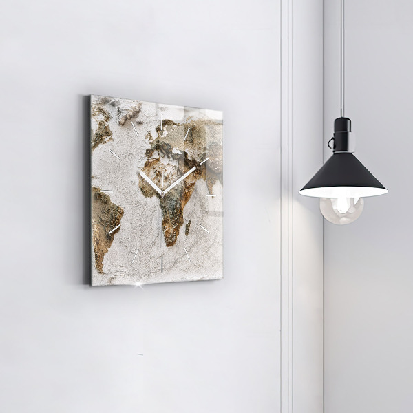 Szögletes fali üvegóra Régi világtérkép