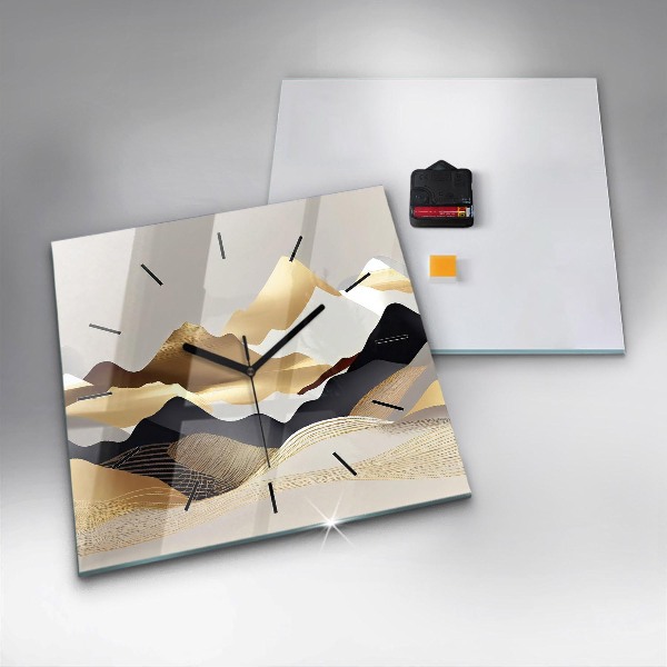 Szögletes fali üvegóra Absztrakt arany hegyek