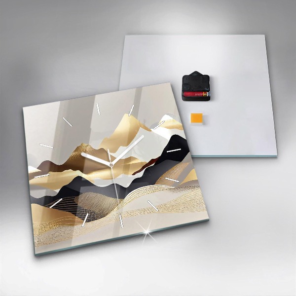 Szögletes fali üvegóra Absztrakt arany hegyek
