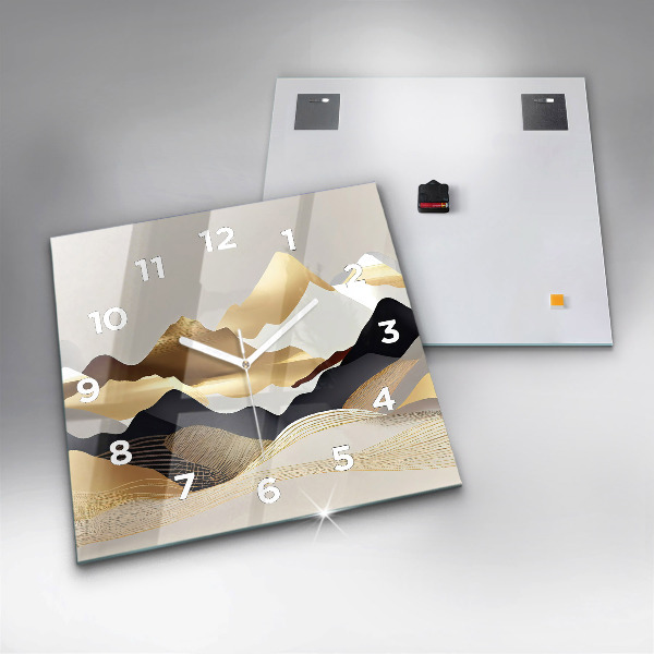 Szögletes fali üvegóra Absztrakt arany hegyek