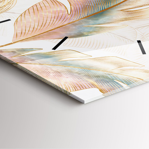 Szögletes fali üvegóra Természet levél minta