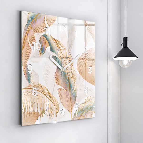 Szögletes fali üvegóra Természet levél minta