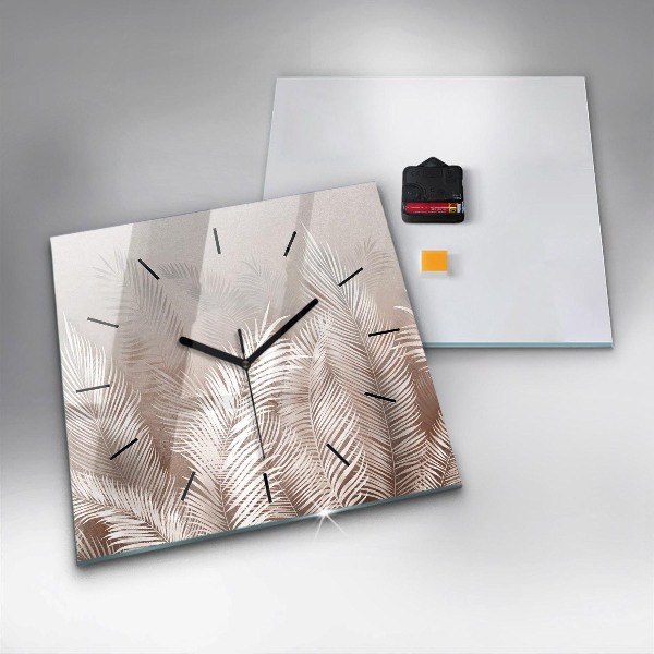 Szögletes fali üvegóra Trópusi boho levelek