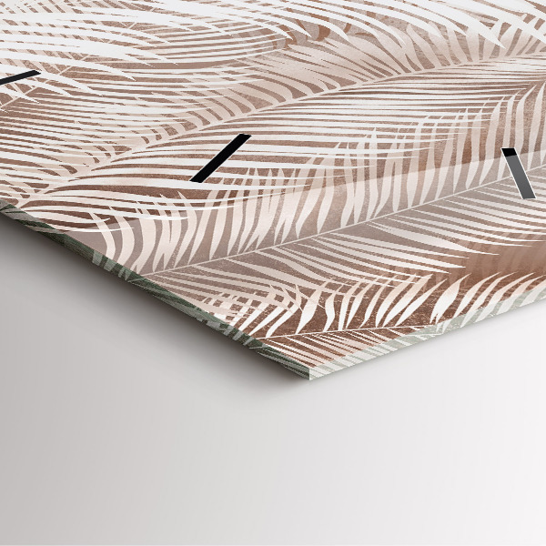 Szögletes fali üvegóra Trópusi boho levelek