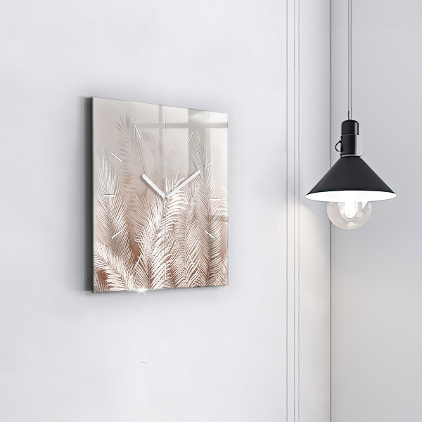 Szögletes fali üvegóra Trópusi boho levelek