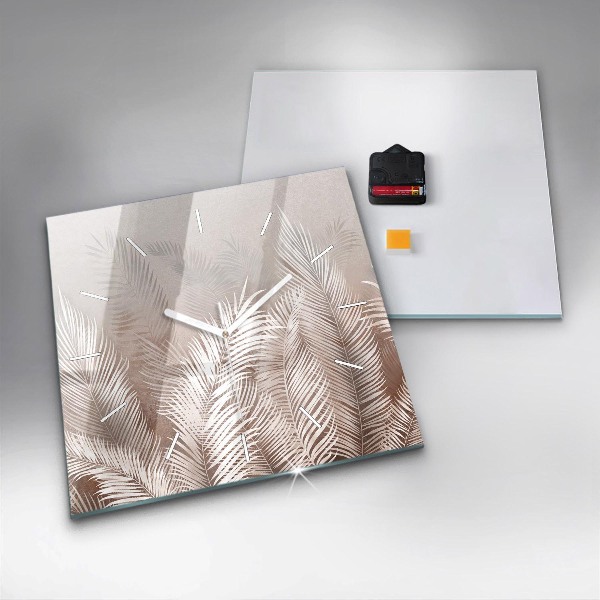 Szögletes fali üvegóra Trópusi boho levelek