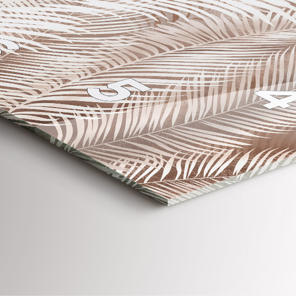 Szögletes fali üvegóra Trópusi boho levelek