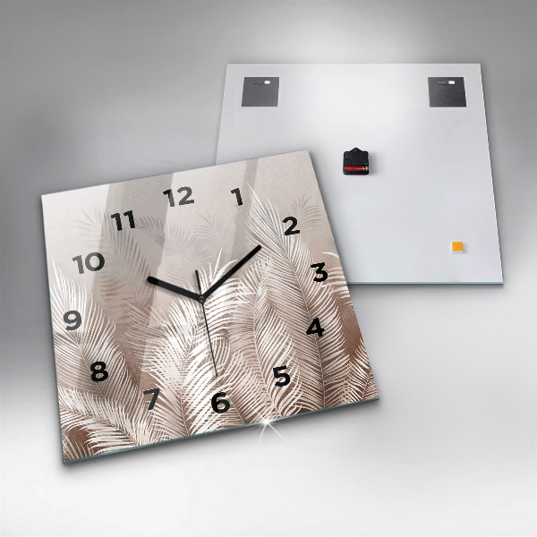 Szögletes fali üvegóra Trópusi boho levelek