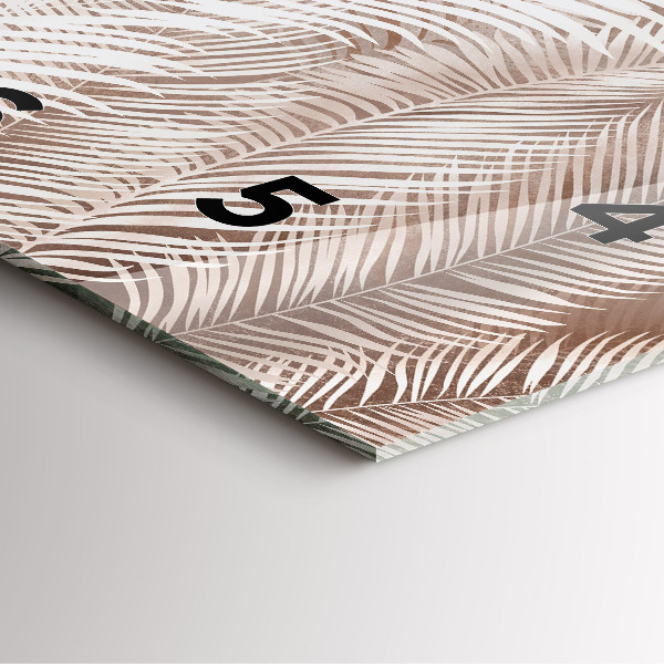 Szögletes fali üvegóra Trópusi boho levelek