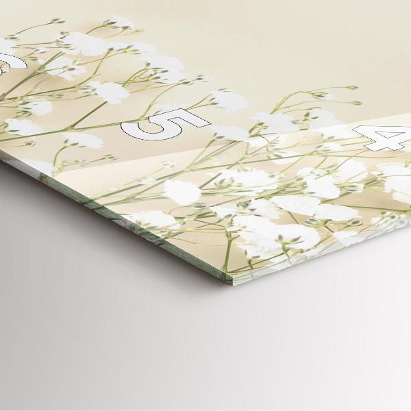 Szögletes fali üvegóra Virágzó gypsophila virágok