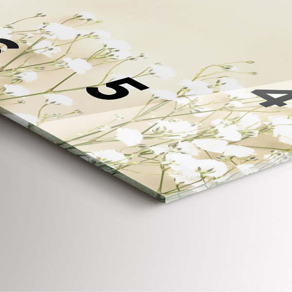 Szögletes fali üvegóra Virágzó gypsophila virágok