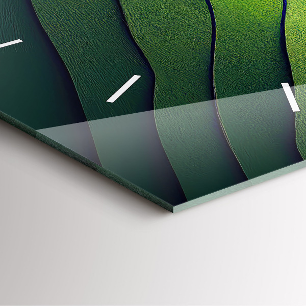 Szögletes fali üvegóra Zöld mezők absztrakt