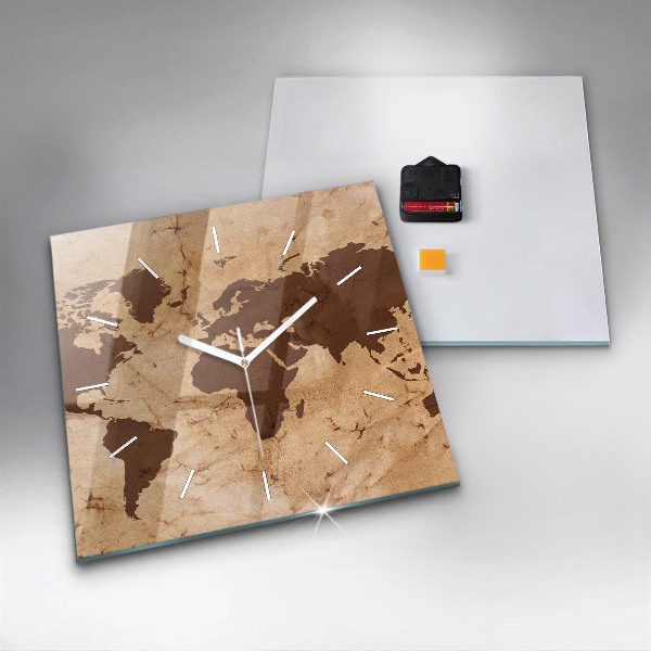 Szögletes fali üvegóra Vintage világtérkép