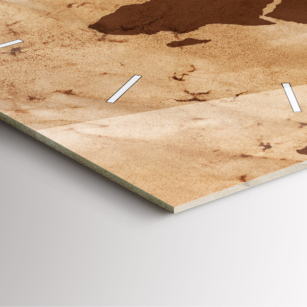 Szögletes fali üvegóra Vintage világtérkép