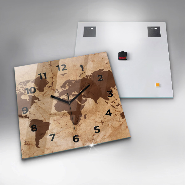 Szögletes fali üvegóra Vintage világtérkép
