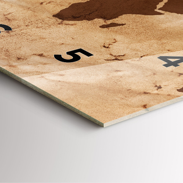 Szögletes fali üvegóra Vintage világtérkép