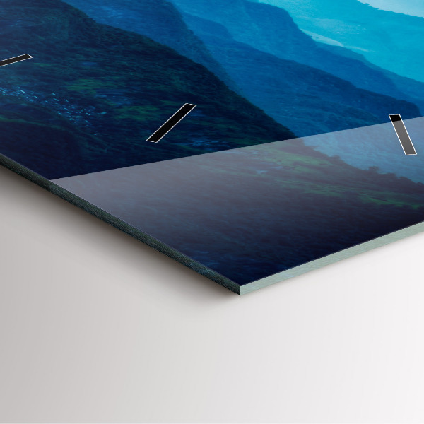 Szögletes fali üvegóra Akvarell hegyek