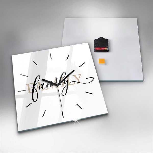Szögletes fali üvegóra Családi felirat