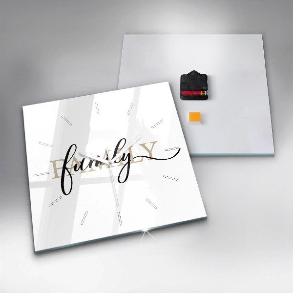 Szögletes fali üvegóra Családi felirat