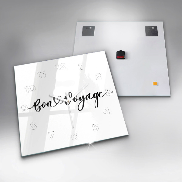 Szögletes fali üvegóra Bon voyage felirat