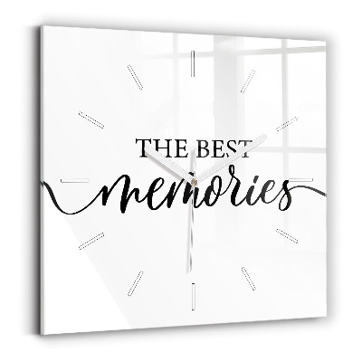 Szögletes fali üvegóra Emlékek felirat