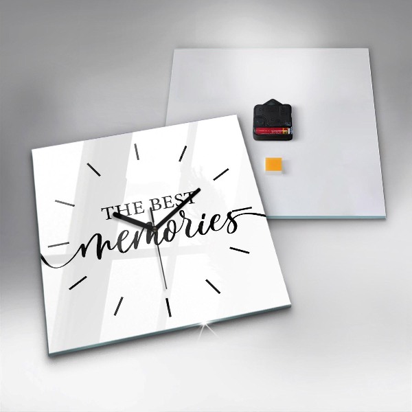 Szögletes fali üvegóra Emlékek felirat