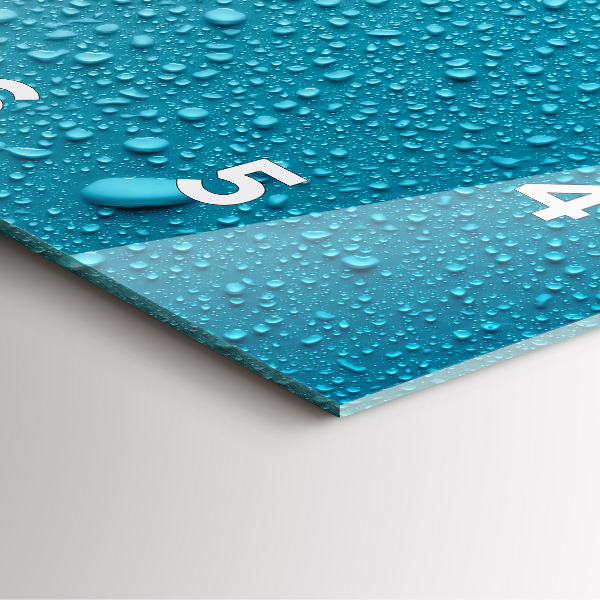 Szögletes fali üvegóra Vízcseppek az üvegen