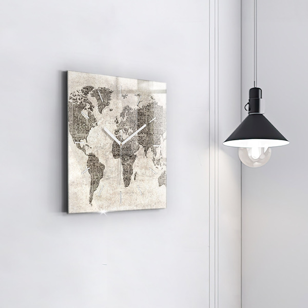 Szögletes fali üvegóra Világtérkép újság