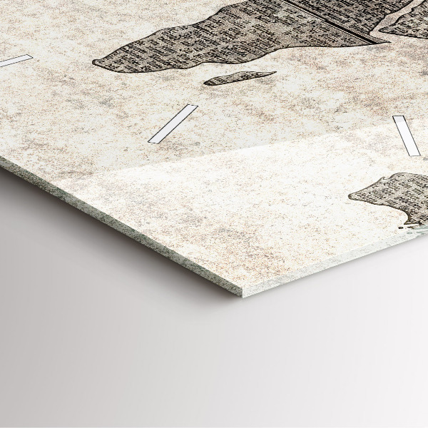 Szögletes fali üvegóra Világtérkép újság