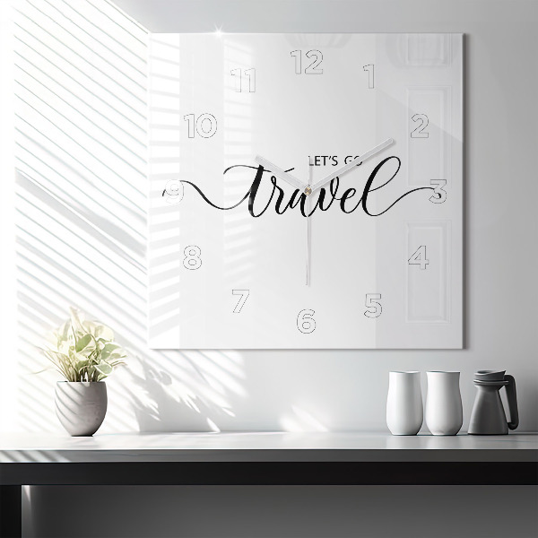 Szögletes fali üvegóra Utazási felirat