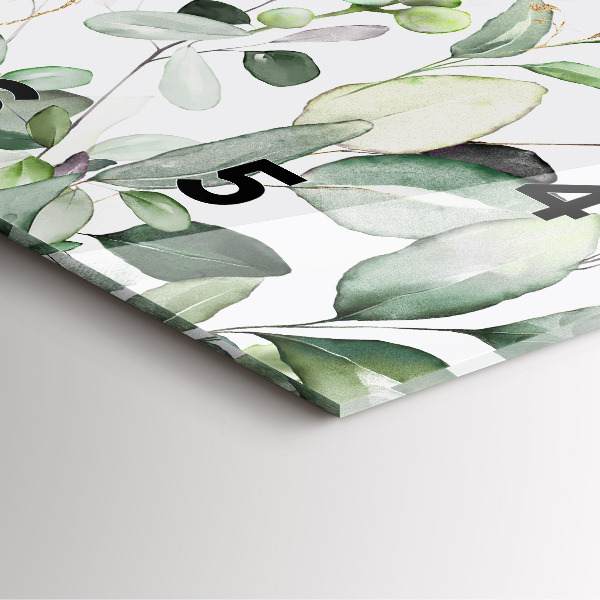 Szögletes fali üvegóra Növények levelei