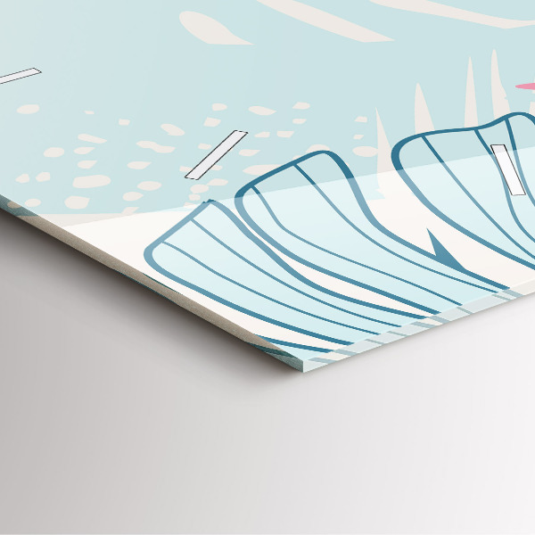 Szögletes fali üvegóra Pasztell levelek – trópusok