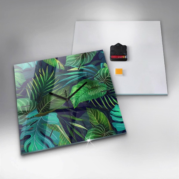 Szögletes fali üvegóra Egzotikus levelek