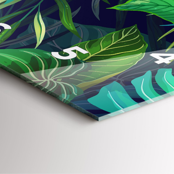 Szögletes fali üvegóra Egzotikus levelek