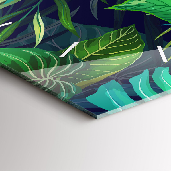 Szögletes fali üvegóra Egzotikus levelek