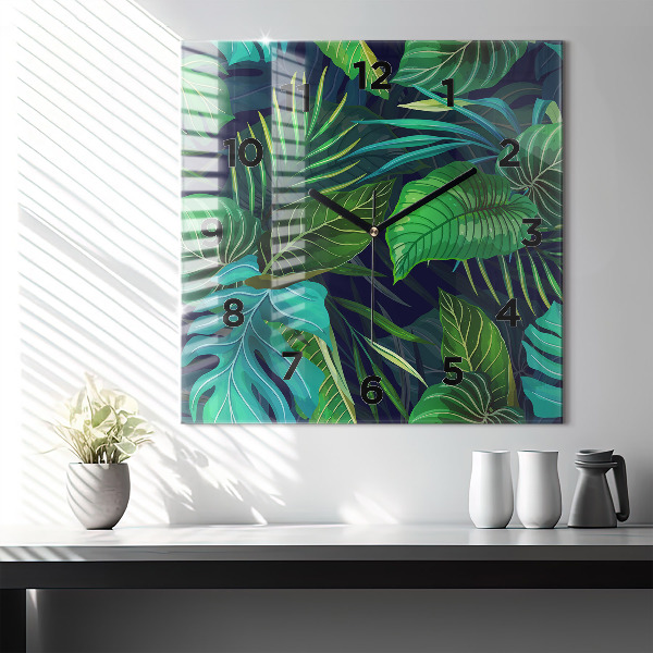 Szögletes fali üvegóra Egzotikus levelek