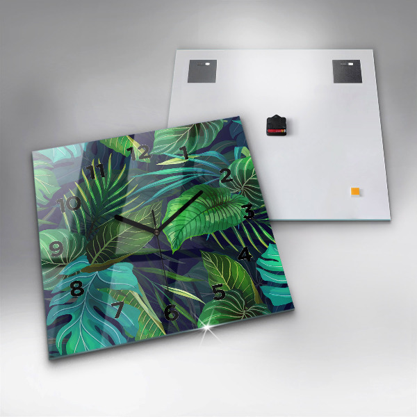 Szögletes fali üvegóra Egzotikus levelek