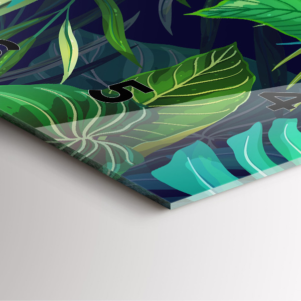 Szögletes fali üvegóra Egzotikus levelek